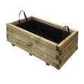 Bac à fleur rectangulaire en bois traité autoclave + géotextile | 110 x 50 x 38 cm