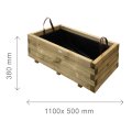 Bac à fleur rectangulaire en bois traité autoclave + géotextile | 110 x 50 x 38 cm