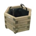 Bac à fleur hexagonal en bois traité autoclave + géotextile | Ø50 x 33 cm