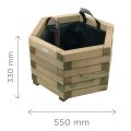 Bac à fleur hexagonal en bois traité autoclave + géotextile | Ø50 x 33 cm