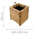 Bac à fleur carré en bois traité autoclave + géotextile | 50 x 50 x 50 cm