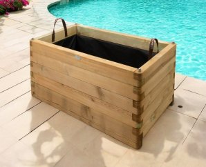 Bac à fleur rectangulaire en bois traité autoclave + géotextile | 100 x 50 x 50 cm