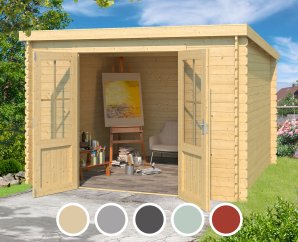 Abri de jardin en bois ATLANTA | 292 x 230 cm | 5 coloris | 28 mm d'épaisseur