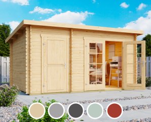 Abri de jardin en bois BELMONT 1 | 380 x 250 cm | 5 coloris | 34 mm d'épaisseur