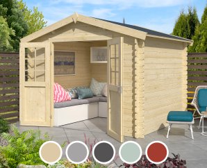 Abri de jardin en bois NORAH 230 | 275 x 230 cm | 5 coloris | 28 mm d'épaisseur