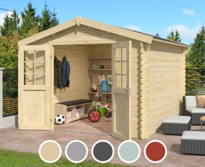 Abri de jardin en bois NORAH 275 | 275 x 275 cm | 5 coloris | 28 mm d'épaisseur