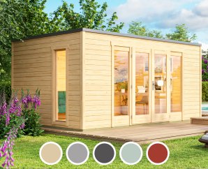 Abri de jardin en bois PALERMO 2 | 450 x 300 cm | 5 coloris | 28 mm d'épaisseur