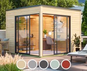 Abri de jardin en bois PALERMO 3 | 300 x 300 cm | 5 coloris | 28 mm d'épaisseur