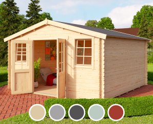 Abri de jardin en bois WELS 4 | 390 x 390 cm | 5 coloris | 28 mm d'épaisseur