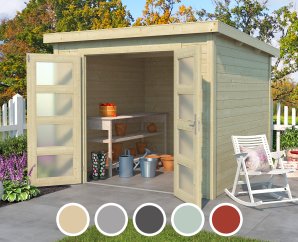 Abri de jardin en bois ZAMBEZI 3 | 250 x 200 cm | 5 coloris | 28 mm d'épaisseur