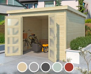 Abri de jardin en bois ZAMBEZI 5 | 250 x 300 cm | 5 coloris | 28 mm d'épaisseur