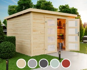 Abri de jardin en bois ZAMBEZI 6 | 300 x 250 cm | 5 coloris | 28 mm d'épaisseur