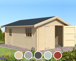 Garage avec double porte en bois YARIK | 380 x 540 cm | 5 coloris | 40 mm d'épaisseur