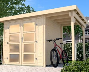 Pool House en bois 321 | 3,6 à 7,2 m² + Auvent 2,2 à 5,7 m² | Aspect brut | 19 mm d'épaisseur