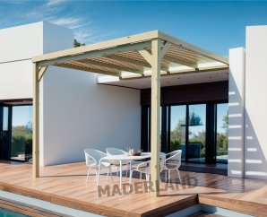 Pergola Adossée en Bois MADERLAND Montpellier – Plusieurs Dimensions Disponibles en Kit
