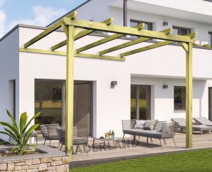 Pergola adossée en bois traité SAINT-DENIS – MADERLAND, kit disponible en plusieurs dimensions