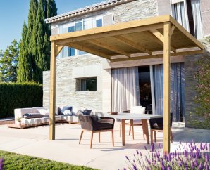 Pergola bois adossée Rennes en kit – Plusieurs dimensions disponibles – MADERLAND