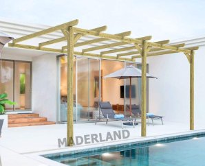 Pergola adossée en bois massif ORLÉANS – MADERLAND, kit en plusieurs dimensions