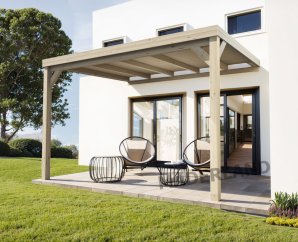 Pergola en bois adossée REIMS – Kit design pour terrasse, plusieurs dimensions disponibles