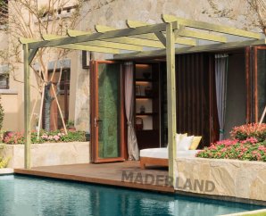 Pergola adossée en bois autoclave NARBONNE – Plusieurs dimensions – MADERLAND