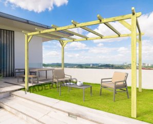 Pergola en bois autoportée TOURS – Plusieurs dimensions – Modèle MADERLAND en kit