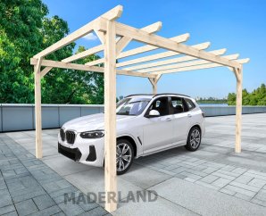 Carport bois ROUEN MADERLAND – Abri voiture autoportant en kit, disponible en plusieurs tailles