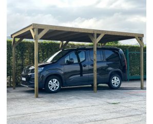 Carport en bois traité autoclave 300x500 cm – Abri voiture robuste SOLID
