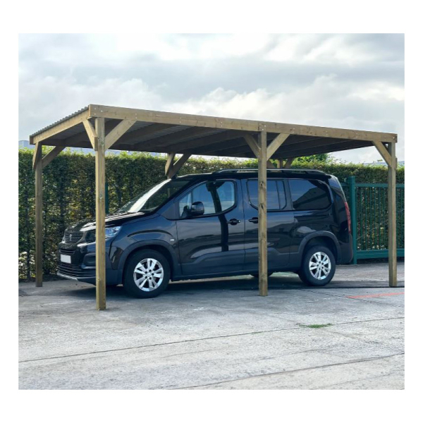 Carport en bois traité autoclave 300x500 cm – Abri voiture robuste SOLID