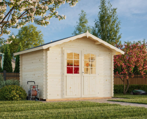 Kit abri de jardin en bois Vivian | 320 x 260 cm | Traitement au choix | 28 mm d'épaisseur