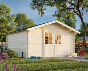 Cabanon de jardin en bois Lotta | 380 x 380 cm | Traitement au choix | 34 mm d'épaisseur