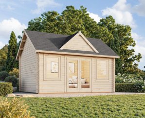 Cabane de jardin anglais Claudia | 450 x 330 cm | Bois Brut | 44 mm d'épaisseur