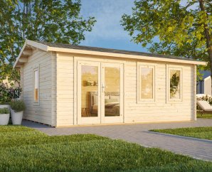 Abri extérieur bois Iris | 510 x 390 cm | Bois Brut | 44 mm d'épaisseur