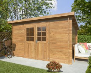 Abri bois autoclave toit plat Alice | 338 x 276 | Bois Traité Autoclave | 28 mm d'épaisseur