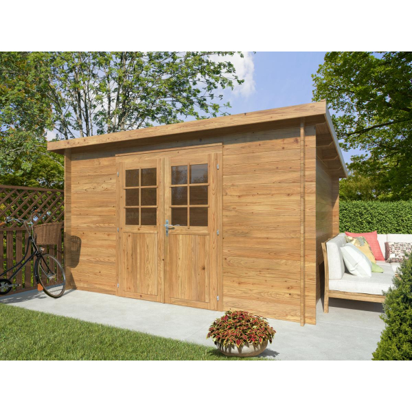 Abri bois autoclave toit plat Alice | 338 x 276 | Bois Traité Autoclave | 28 mm d'épaisseur