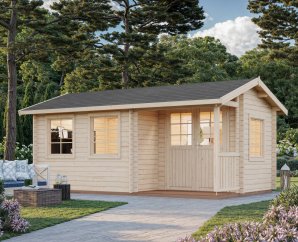 Abri en bois double pente Susanna | 510 x 300 cm | Bois brut | 44 mm d'épaisseur