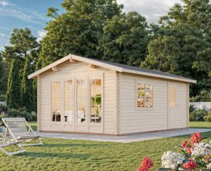 Abri de jardin bois double entrée Irene | 360 x 550 cm | Bois Brut| 44 mm d'épaisseur