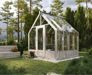 Mini serre de jardin EMILIA | 240 x 244 | Bois traité autoclave gris | 18 mm d'épaisseur