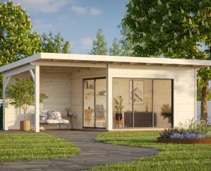 Pool House Andrea | 390 x 300 + auvent 303 cm | Bois Brut | 44 mm d'épaisseur