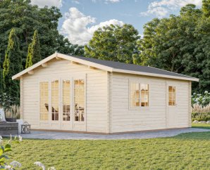 Maison de jardin en bois Irene | 450 x 550 cm | Traitement au choix | 44 mm d'épaisseur