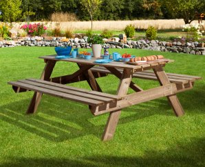 Table de jardin en bois autoclave | 181 x 137 x 72 cm | Bois traité | 28 mm d'épaisseur