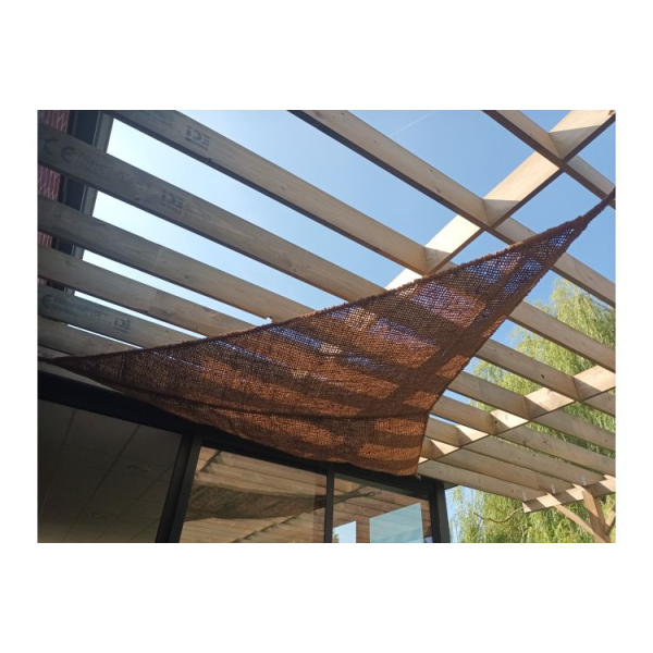 Toile coco triangulaire 350 x 350 x 350 cm – 3 boucles galvanisées incluses