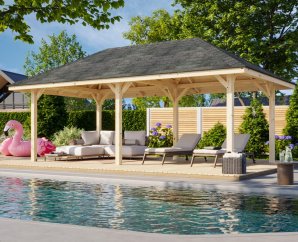 Tonnelle bois 5,88 x 3 m | Bois brut | Bianca 16,6 m²