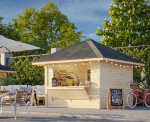 Stand en bois 3 x 3 m | Bois brut | Bianca 8,3 m²