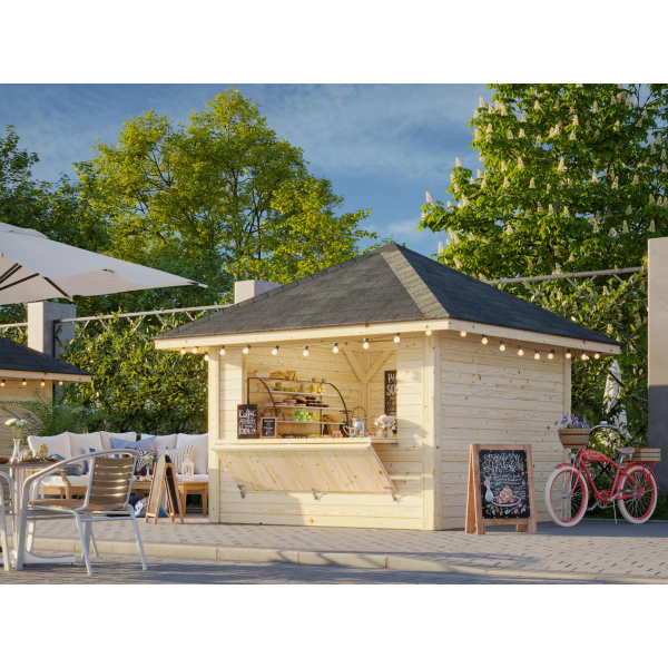 Stand en bois 3 x 3 m | Bois brut | Bianca 8,3 m²