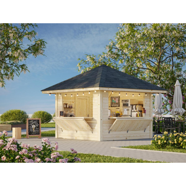 Abri bois événementiel 3 x 3 m | Bois brut | Bianca 8,3 m²