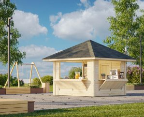 Chalet de foire en bois 3 x 3 m | Bois brut | Bianca 8,3 m²
