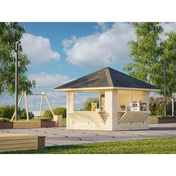 Chalet de foire en bois 3 x 3 m | Bois brut | Bianca 8,3 m²