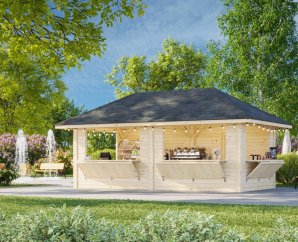 Stand de vente bois 5,88 x 3 m | Bois brut | Bianca 112 | 16,6 m²