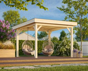 Pergola bois toit plat 3 x 3 m | Bois brut | Lenna 8,3 m²