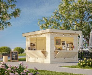 Kiosque bois pour commerçant 3 x 3 m | Bois brut | Lenna Set 305 | 8,3 m²